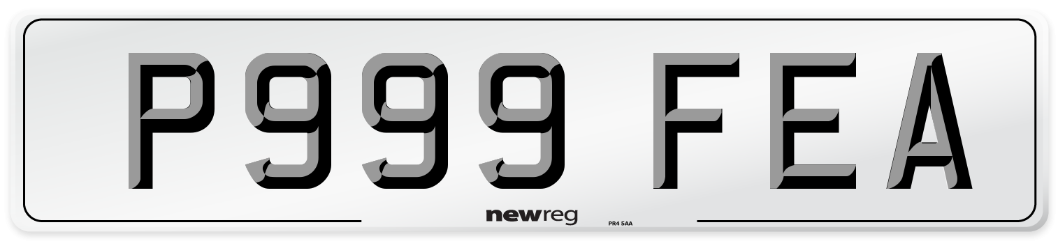 P999 FEA Number Plate from New Reg